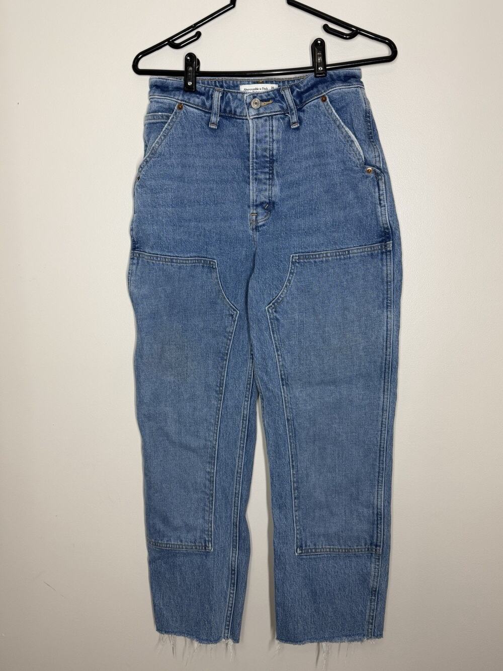 Abercrombie & Fitch The Dad High Rise Jeans Womens 26 Curve Love Leg Patches
